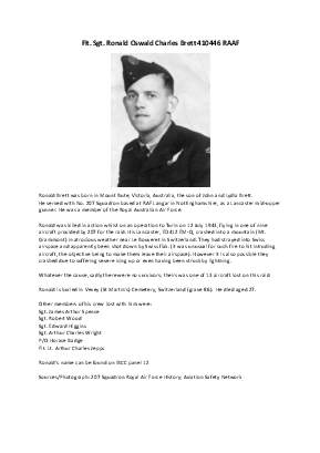 A preview of a PDF biography for Brett, Ronald Oswald Charles